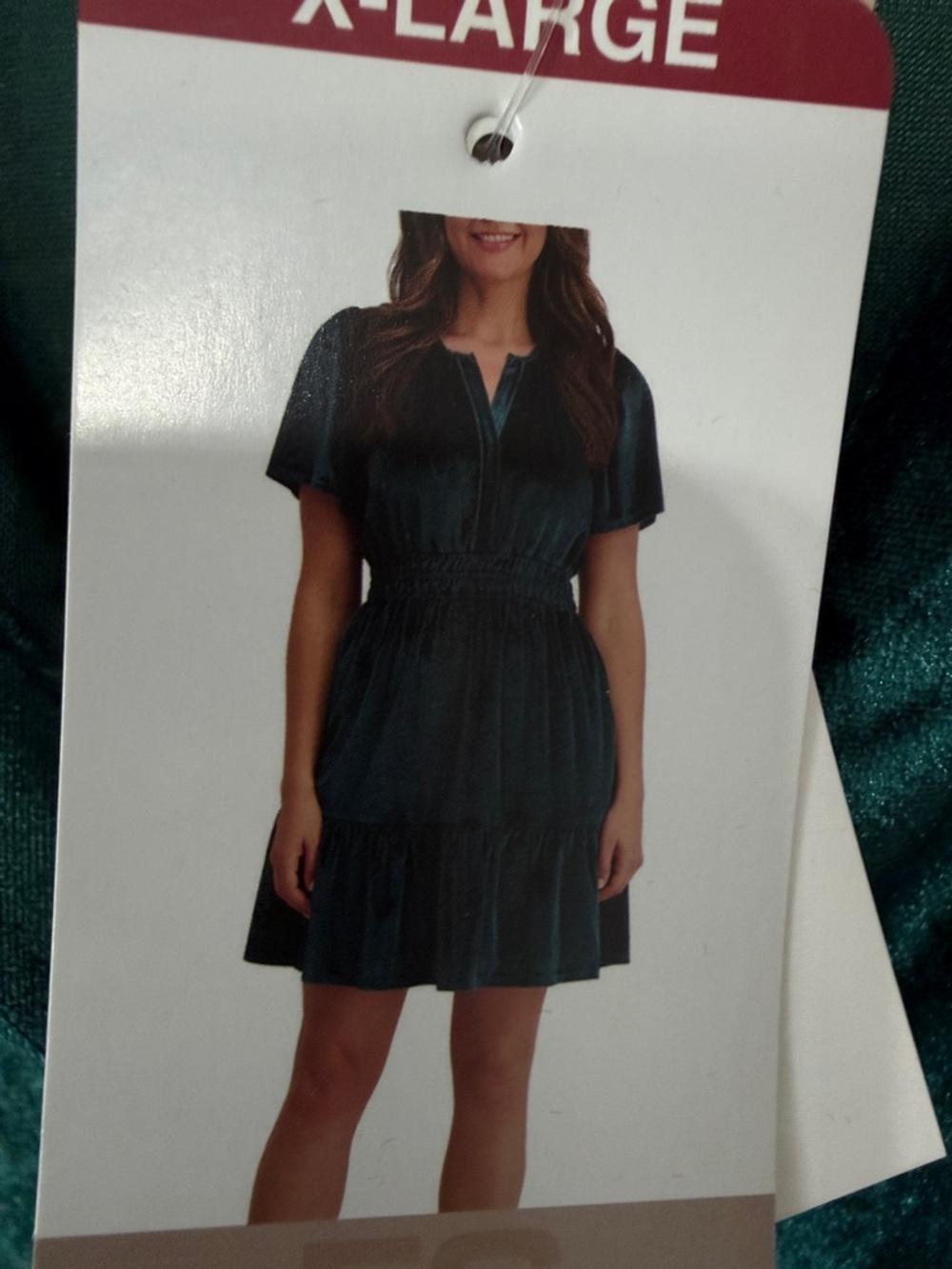 Short Sleeve Velvet Midi Dress in Emerald Green French Connection - Picture 5 of 5